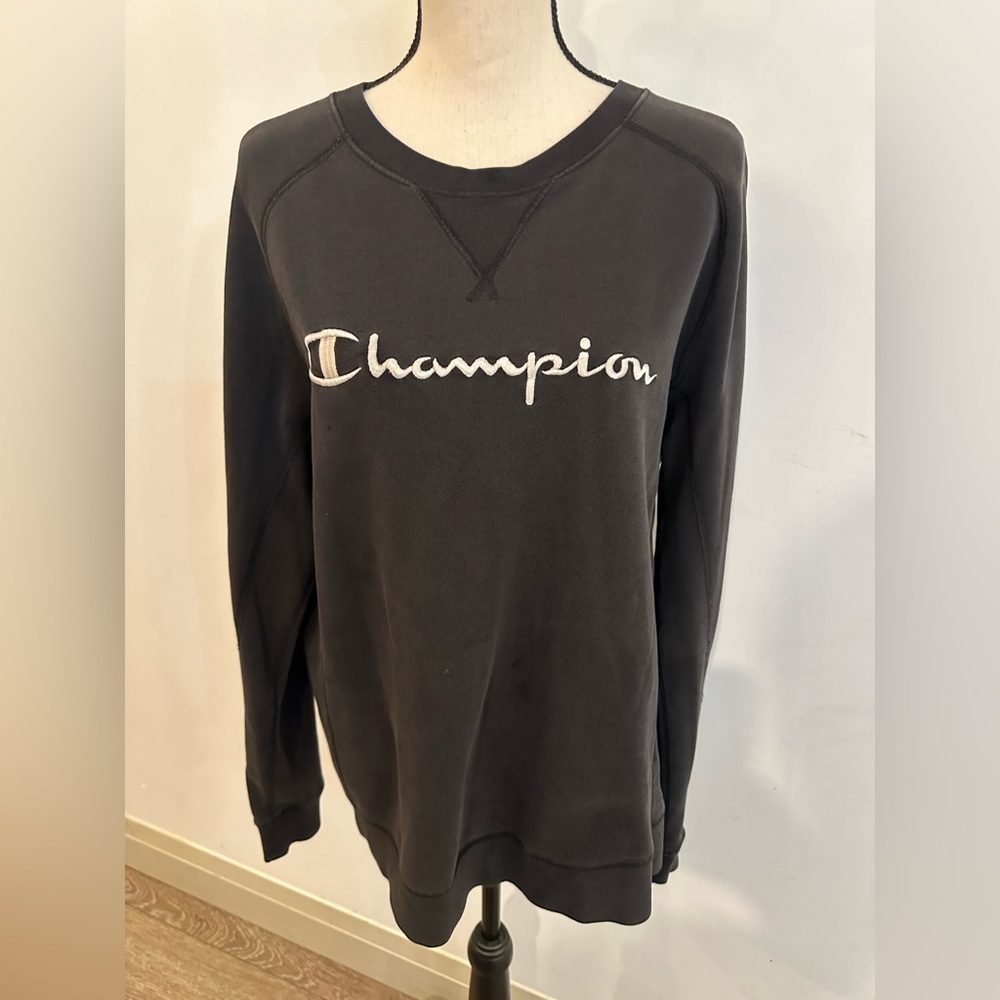 Authentic Champion athletic apparel pullover sweatshirt black vintage SZ M